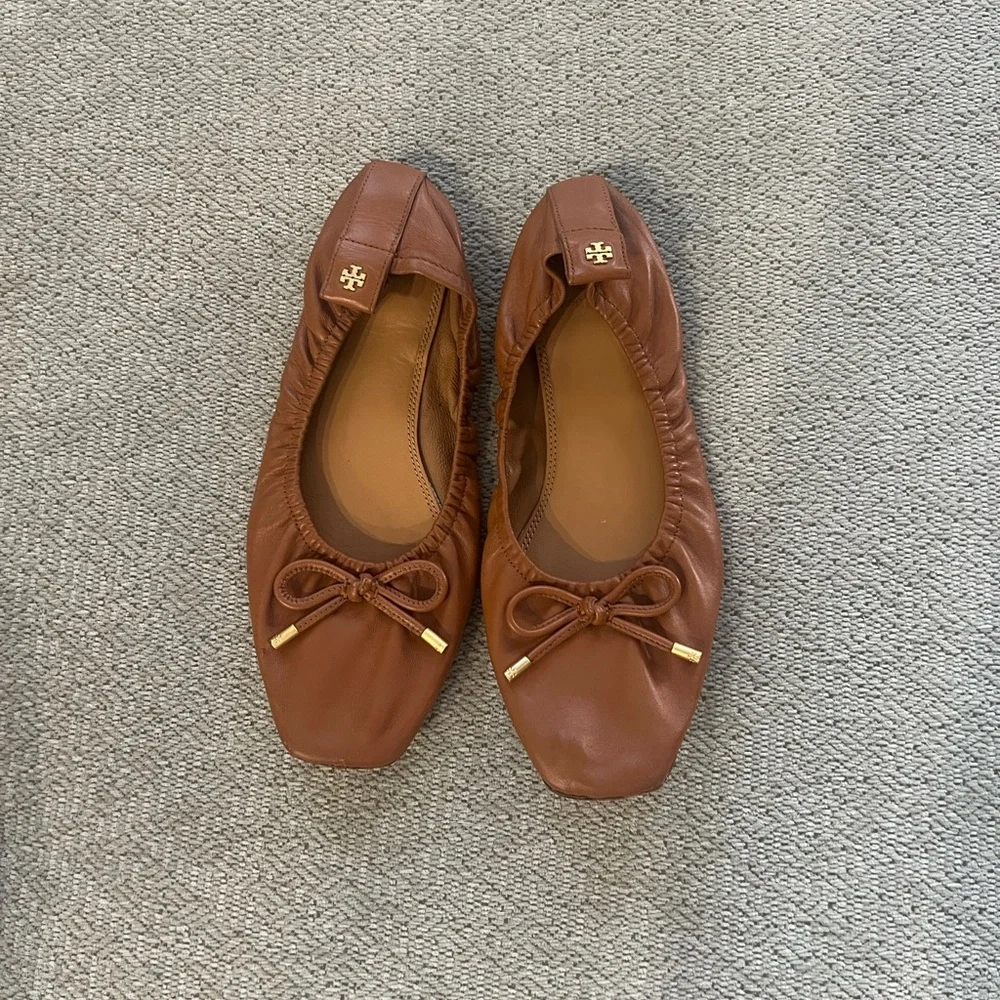 TORY BURCH Brown Leather Ballet Flats 8